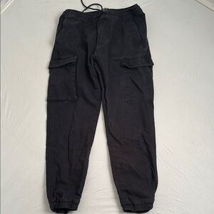 Forever 21 black cotton twill cargo jogger pants